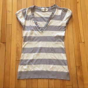 Grey and white striped T-shirt